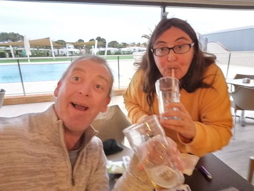 Having drinks in the bar