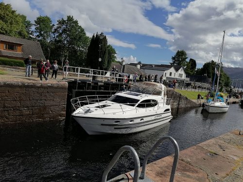 Boats going through