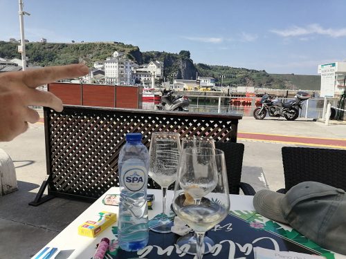Having a drink in the harbour