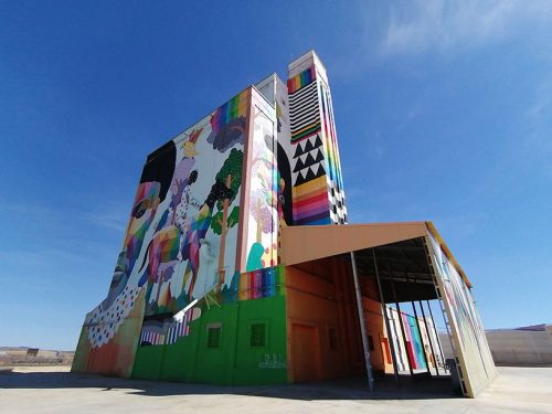 Silo with drawings from Almodóvar films