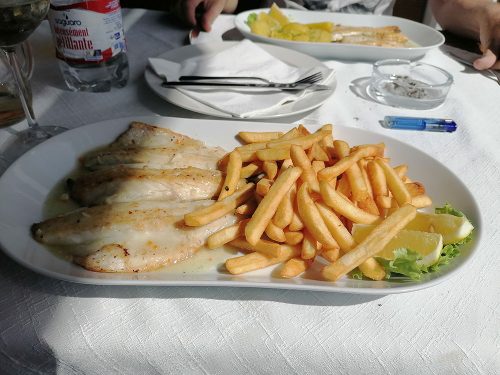 Sea bass with chips