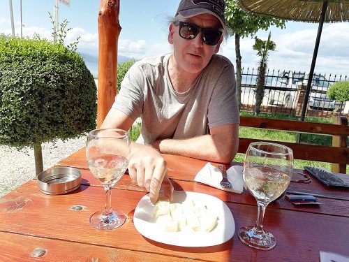 Trying the typical goat cheese