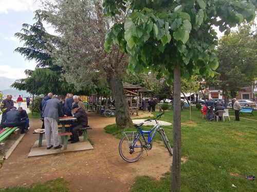 People playing chess in the park
