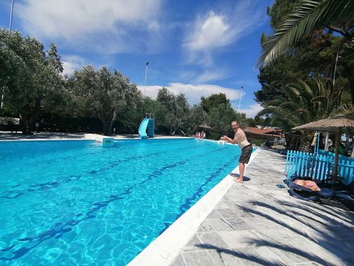 Enjoying the swimming pool