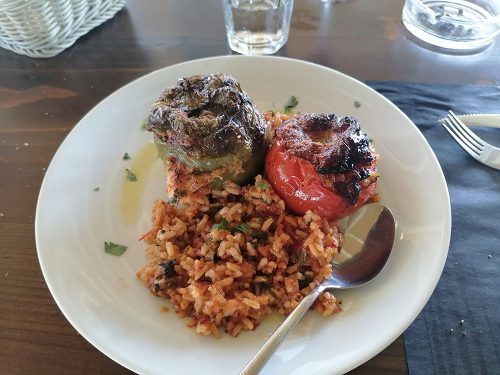 Stuffed tomato and pepper