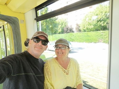 On the tram