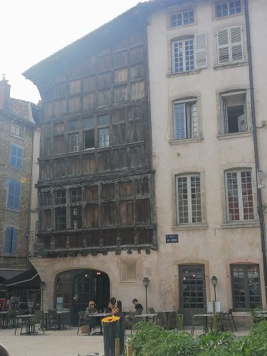 View of the wooden facade