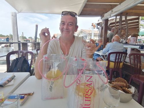 Wine jugs in ice