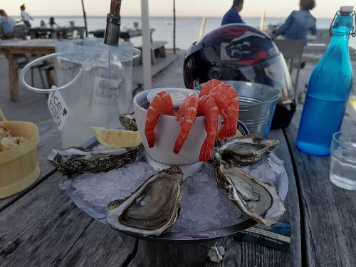 Oysters and prawns