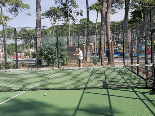 Ben playing paddle tennis for the first time