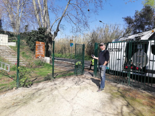 Gate at the end of the area to go to the locks and the center