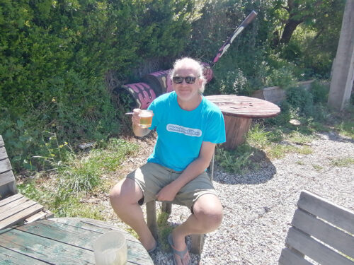 Enjoying a beer
