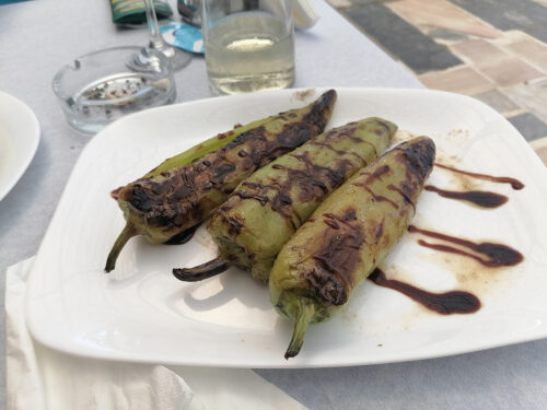 Peppers stuffed with tomato and feta cheese