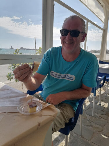 Ben eating dessert