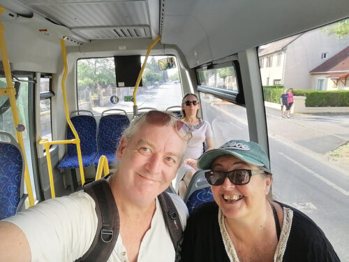 On the bus to the centre